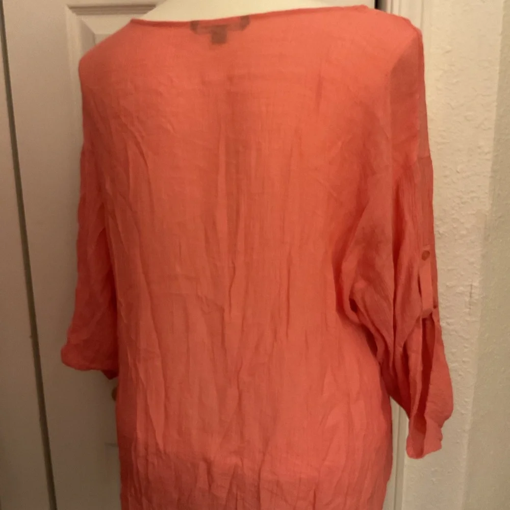 Zac & Rachel Women's Light & Airy Front Tie Boho Top 3X Plus Size - Picture 2 of 4